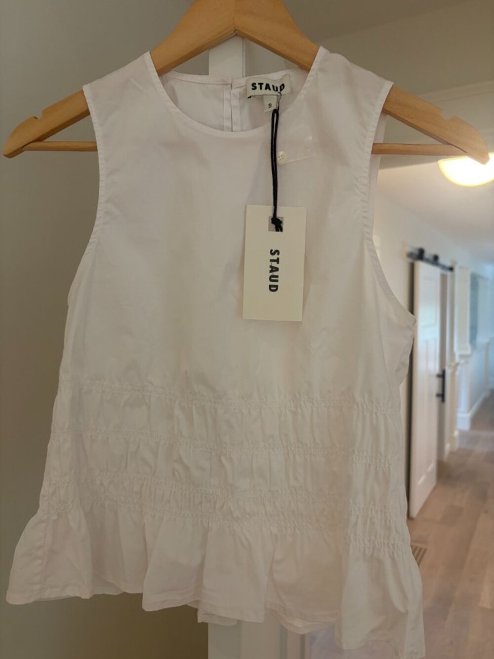 STAUD - NWT, Culver Peplum Top, White, Small